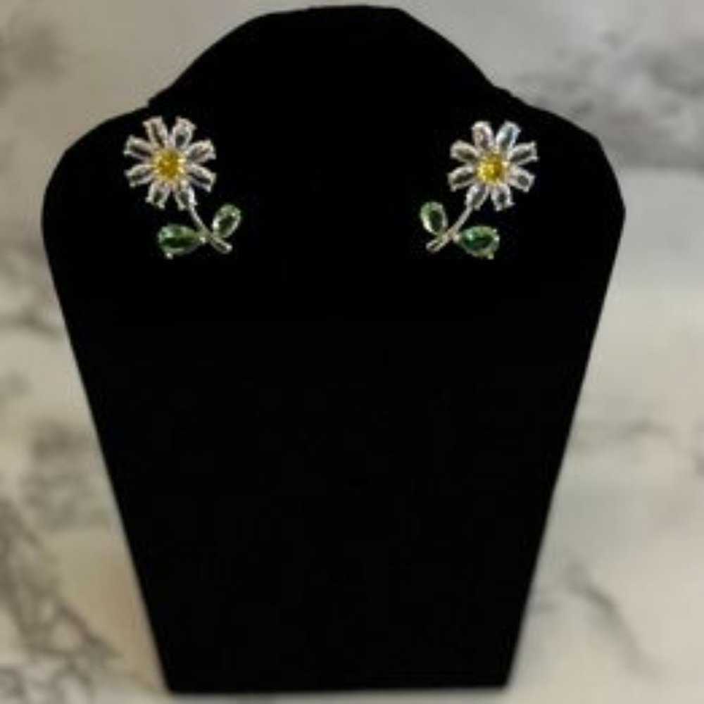 Daisy Flower Cubic Zircon Stud Earrings